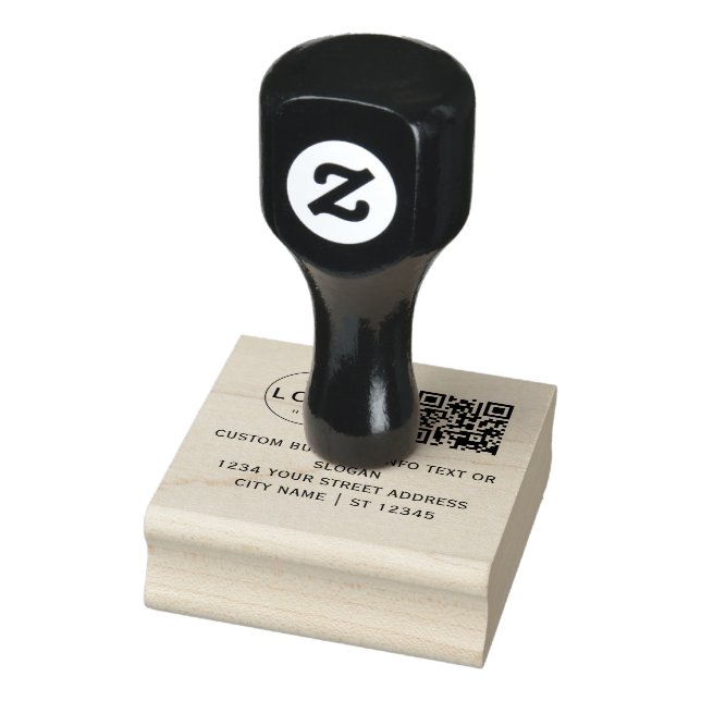 Custom Business Logo Qr Code & Return Address Rubber Stamp (Stamp)