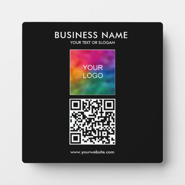 Custom Business Logo QR Code Template Square Plaque (Front)
