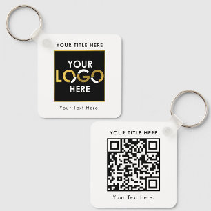 Custom Business Logo QR Code & Text Double Sided Key Ring