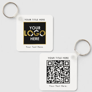 Custom Business Logo QR Code & Text Double Sided Key Ring