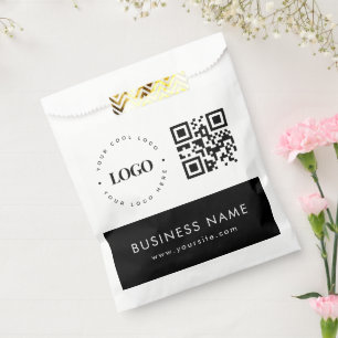 Custom Business Logo QR Code & Text Paper Bag