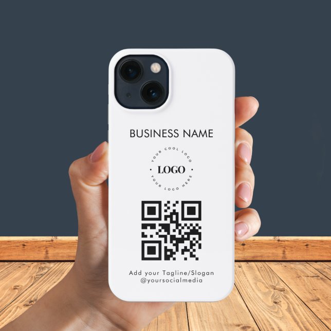Custom Business Logo QR Code & Text Promotional  iPhone Case