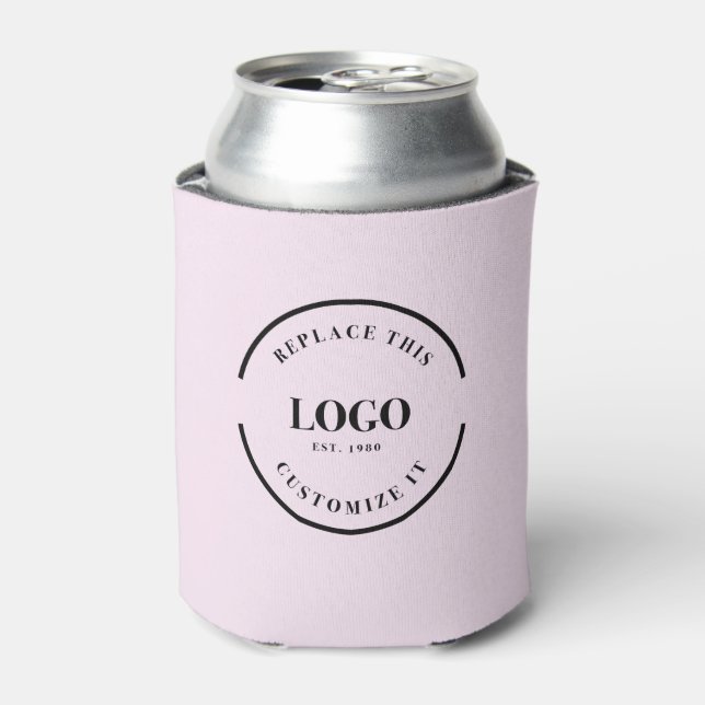 Custom Business logo QR code website pink Can Cooler (Can Front)