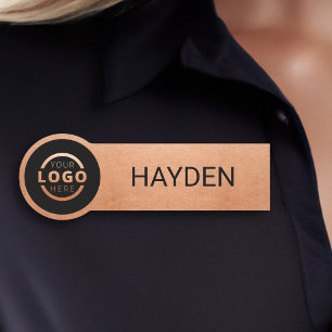 Custom Business Logo Rose Gold Employee Staff Name Tag