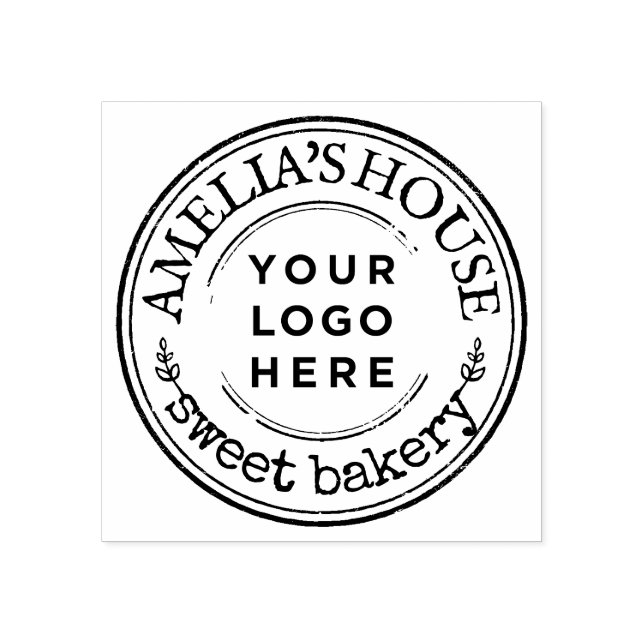 Custom Business Logo Round Rustic Rubber Stamp (Imprint)
