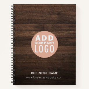 Custom Business Logo Rustic Wood Look Notebook