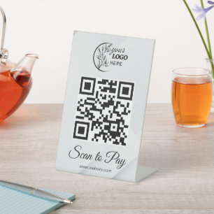 Custom Business Logo Scan To Pay QR Code Pedestal Sign