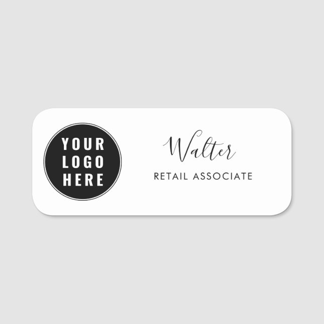 Custom Business Logo Script Company Employee Name Tag (Front)