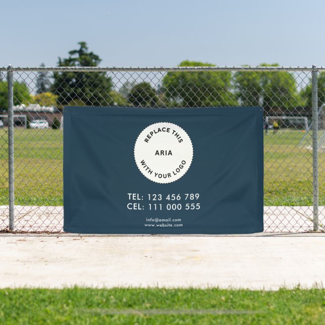 Custom Business Logo Simple Navy Blue Banner (Insitu)