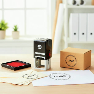 Custom Business Logo & Slogan (Round Brand Name)  Self-inking Stamp
