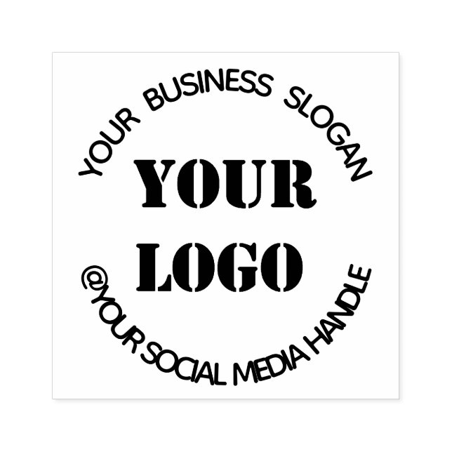 Custom Business Logo Slogan Social Media Name Rubber Stamp (Imprint)