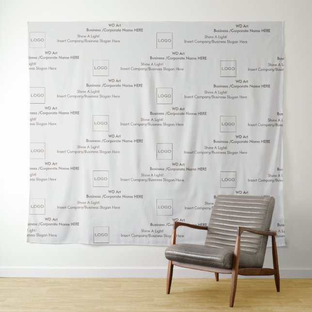 Custom Business Logo Slogan Tradeshow Backdrop Tapestry (In Situ (Horizontal))