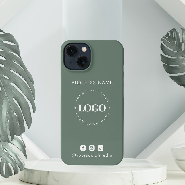 Custom Business Logo & Social Media Minimalist  iPhone Case (Creator Uploaded)