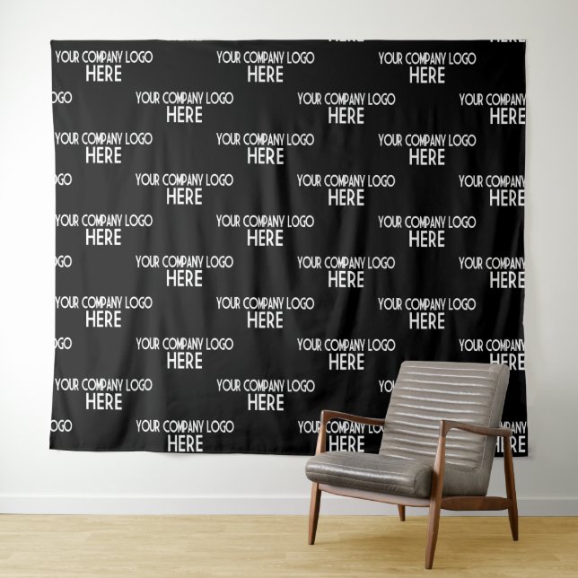Custom Business Logo Step & Repeat Backdrop Black Tapestry (In Situ (Horizontal))