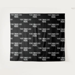 Custom Business Logo Step & Repeat Backdrop Black Tapestry