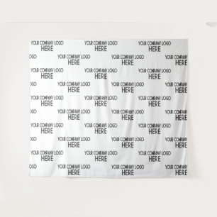 Custom Business Logo Step & Repeat Backdrop White Tapestry