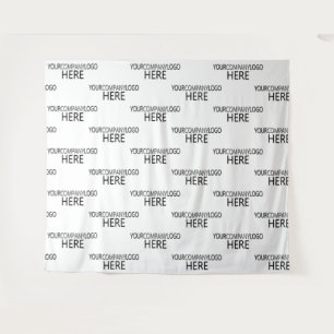 Custom Business Logo Step & Repeat Backdrop White Tapestry
