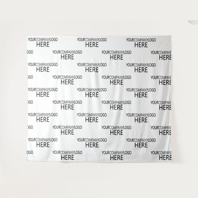 Custom Business Logo Step & Repeat Backdrop White Tapestry (Front (Horizontal))