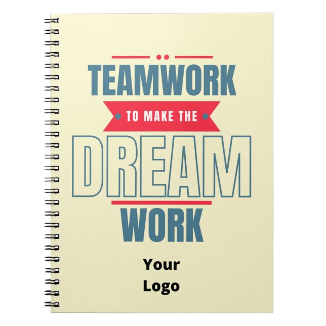 Custom Business Logo Teamwork Motivational Office Notebook (Front)