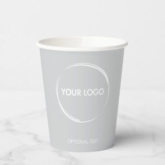 Custom Business Logo Template Light Grey Paper Cups