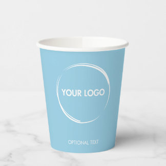 Custom Business Logo Template Pastel Blue Paper Cups