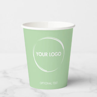 Custom Business Logo Template Sage Green Paper Cups