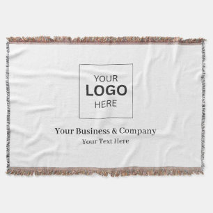 Custom Business Logo Template Throw Blanket