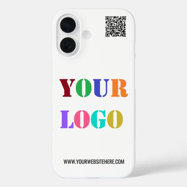 Custom Business Logo Text and QR Code iPhone Case (Back)