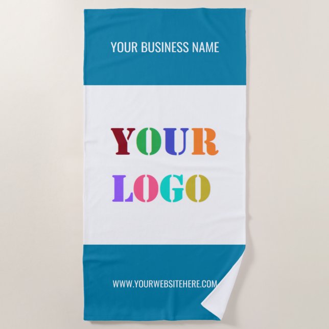 Custom Business Logo Text Beach Towel - Your Colou (Front)