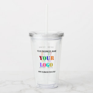 Custom Business Logo Text Branded Acrylic Tumbler