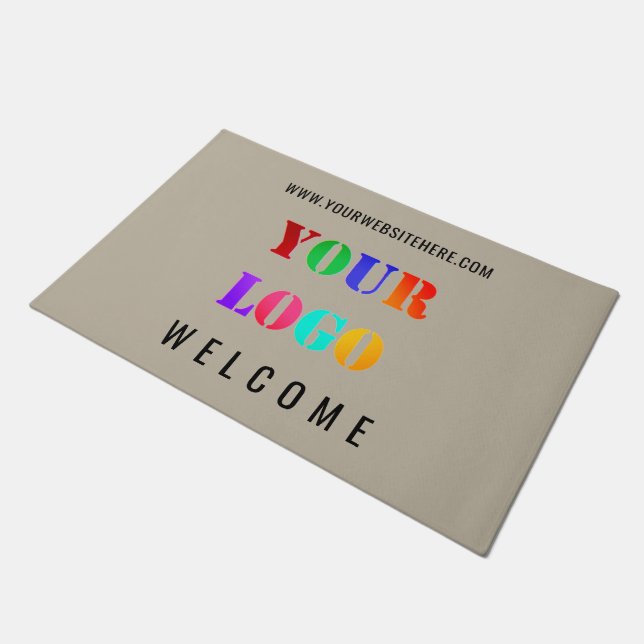 Custom Business Logo Text Branded Doormat Example (Angled)