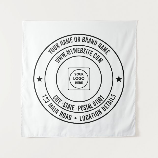 Custom Business Logo Text Branding Wall Display Tapestry (Front)