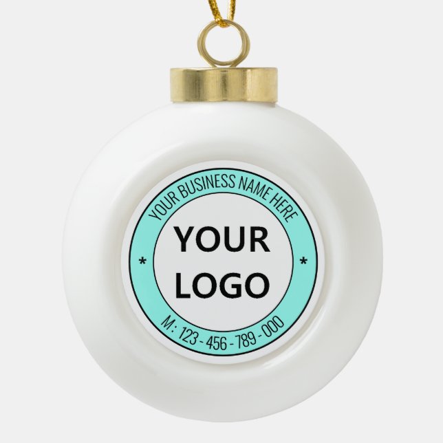 Custom Business Logo Text Christmas Ornament (Front)