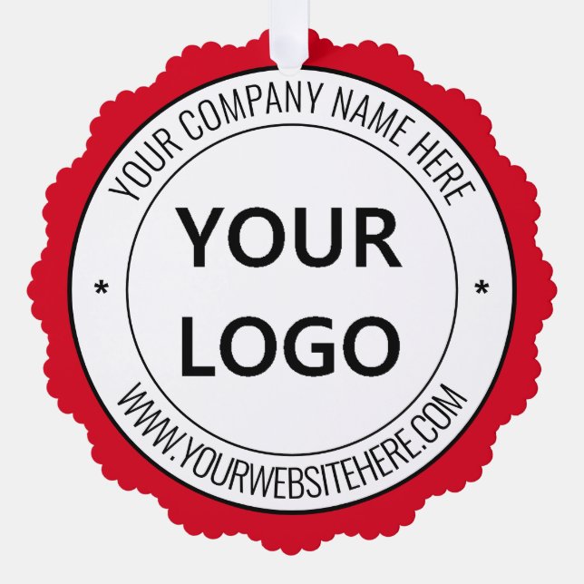 Custom Business Logo Text Christmas Ornament Card (Front)