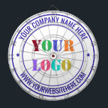 Custom Business Logo Text Company Dart Board<br><div class="desc">Custom Colours and Fonts - Design Your Own Dartboards with Simple Personalised Your Company Logo and Name Website or Custom Text Professional Design Promotional Business Dart Board / Gift - Add Your Logo - Image or Photo - QR Code / Name - Company / Website or Phone , E-mail /...</div>