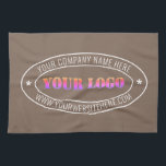 Custom Business Logo Text Company Kitchen Towel<br><div class="desc">Kitchen Towels with Custom Business Logo Company Stamp - Personalised Website - Text Promotional Professional Customisable Stamp Gift - Add Your Logo - Image / Name - Company / Website - Information - Resize and move or remove and add elements / text with customisation tool. Choose / add your colour...</div>