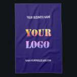 Custom Business Logo Text Company Kitchen Towel<br><div class="desc">Custom Colours and Fonts - Personalised Kitchen Towels with Your Company Logo and Name Text Info Business Promotional or Modern Personal Kitchen Towel / Gift - Make Unique Your Own Design - Add Your Logo - Image - Photo or QR Code / Name - Info or Custom Text - Resize...</div>