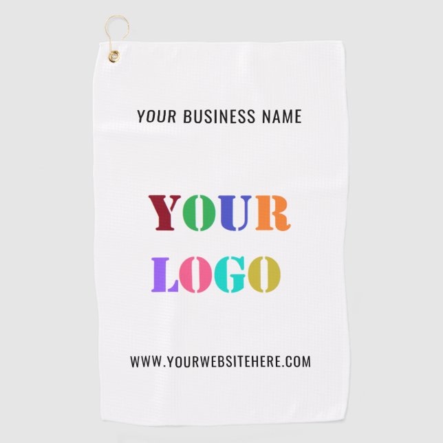 Custom Business Logo Text Golf Towel - Your Colour (Front)