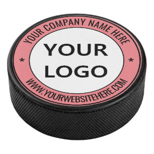 Custom Business Logo Text Info Stamp Hockey Puck