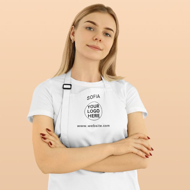 Custom Business Logo & Text l Black & White Promo Apron (Creator Uploaded)