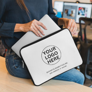 Custom Business Logo & Text l Black & White Promo Laptop Sleeve