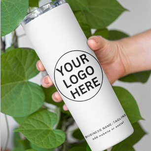Custom Business Logo & Text l Black & White Promo  Thermal Tumbler
