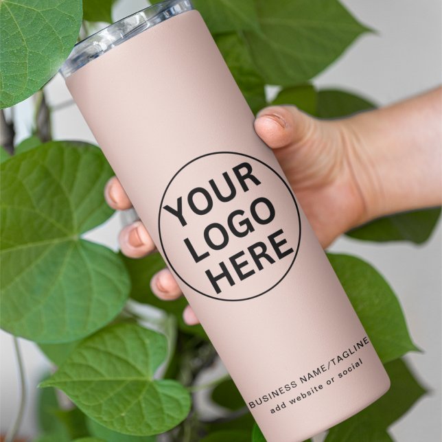 Custom Business Logo & Text l Blush Pink Branded  Thermal Tumbler (Creator Uploaded)