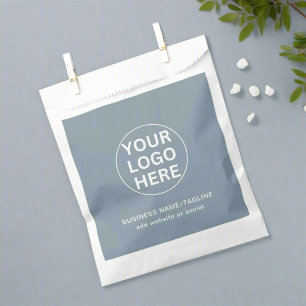 Custom Business Logo & Text l Dusty Blue Brand Favour Bag