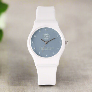 Custom Business Logo & Text l Professional Blue Watch