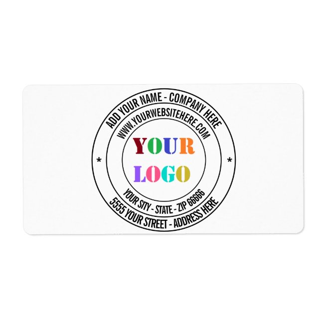 Custom Business Logo Text Name Info Address Label (Front)