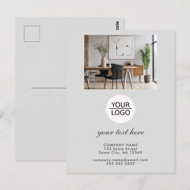 Custom Business Logo & Text Office Postcard (Front/Back)