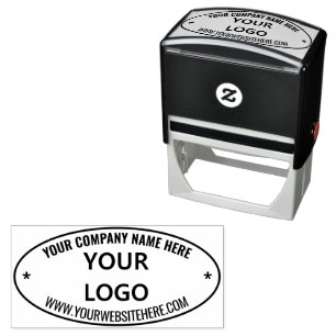 Custom Business Logo Text Oval Self-inking Stamp
