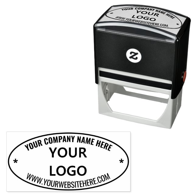 Custom Business Logo Text Oval Self-inking Stamp (In Situ)