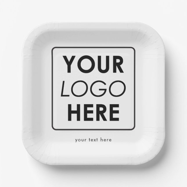 Custom Business Logo & Text Professional Paper Plate (Front)